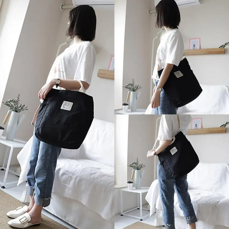 المرأة قماش حقيبة كتف بتصميم بسيط الأزياء عارضة حمل كبير حقيبة يد Crossbody رسول حقائب اليد للنساء طالب اليد حقيبة