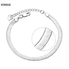 Sommar 925 стерлингового серебра плоская змеевидная цепочка клинок Омаров застежка регулируемый браслет ножной браслет для женщин pulseira masculina S-B166