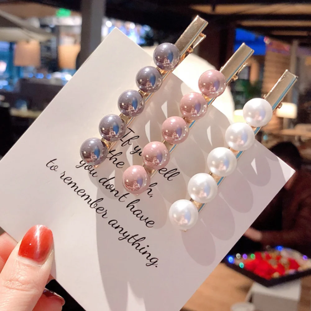

New 1PCS Fashion Hairpins Imitation Pearl Hair Clip Barrette Handmade Peas Hairpin Hair Accessory Round White Pink Headwear