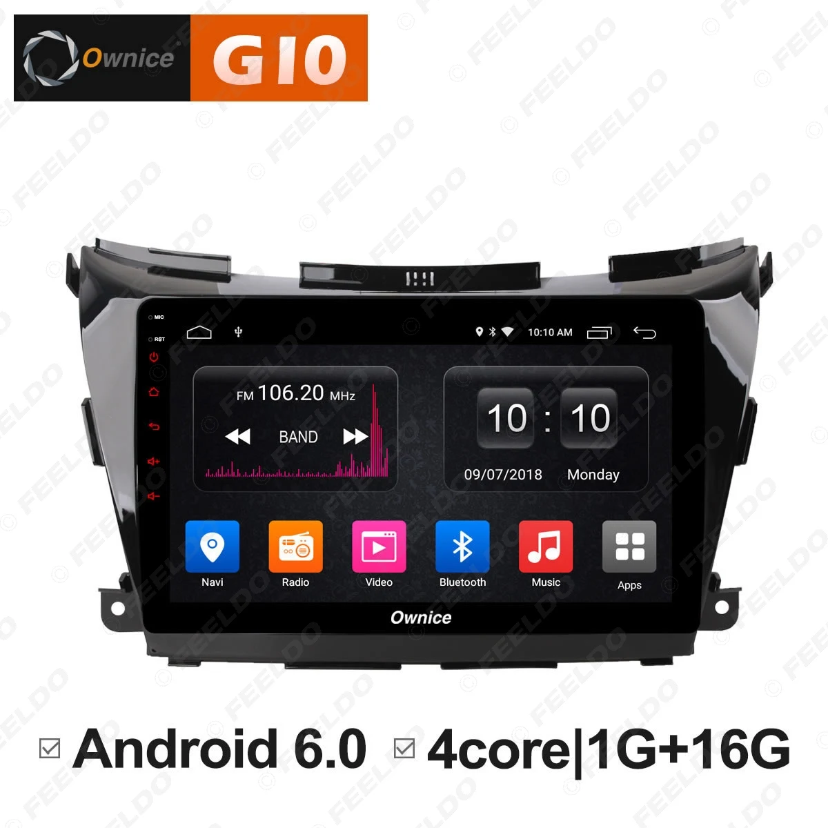 

FEELDO 10.1 " Android 6.0 4-Core/DDR3 1G/16G/Support 4G Dongle Car Media Player With GPS For Murano 2015-2017 (Murano 3, Z52)