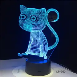 3D кошка светодиодный ночник usb зарядка животная форма внутренняя декоративная лампа детские ночные лампы с базой для комнаты закрытый свет