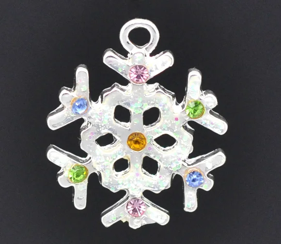 

DoreenBeads 10 SP Rhinestone Christmas Snowflake Charm Pendants (B11013) yiwu