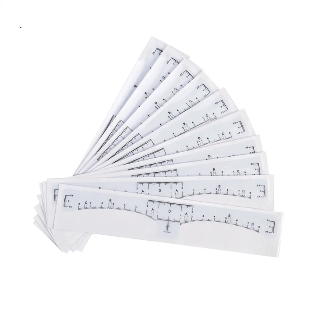 

10pcs Reusable Semi Permanent Eyebrow Ruler Eye Brow Measure Tool Eyebrow Guide Ruler Calliper Stencil Makeup