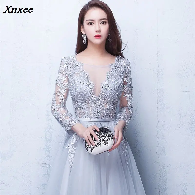 Xnxee Новое Элегантное платье в пол, с открытой спиной, на шнуровке, с цветами, длина до пола, вечерние платья, Xnxee