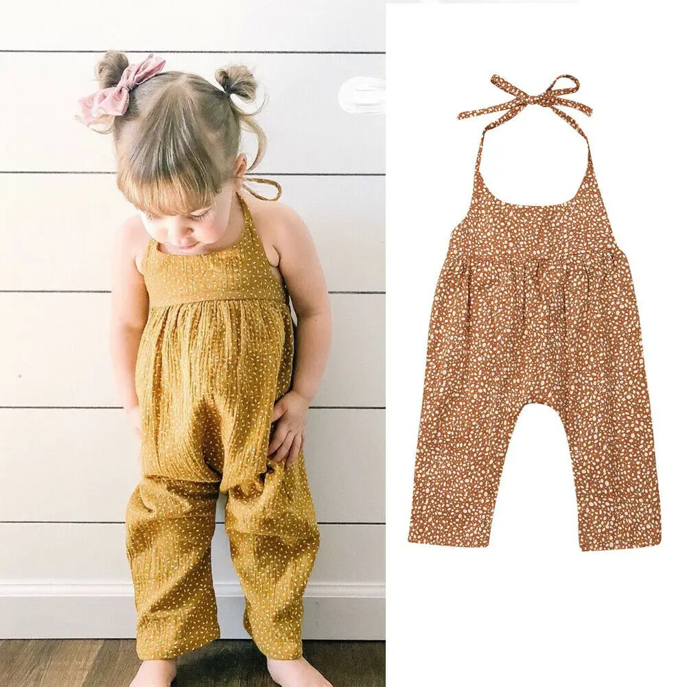 HOT Baby Girl Romper Dress Lace Floral Halter Jumpsuit Sunsuit Playsuit Outfit