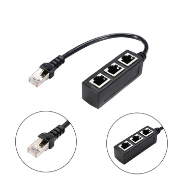 

1pc 1 to 3 Socket LAN Ethernet Network RJ45 Plug Splitter Extender Connector Adapter