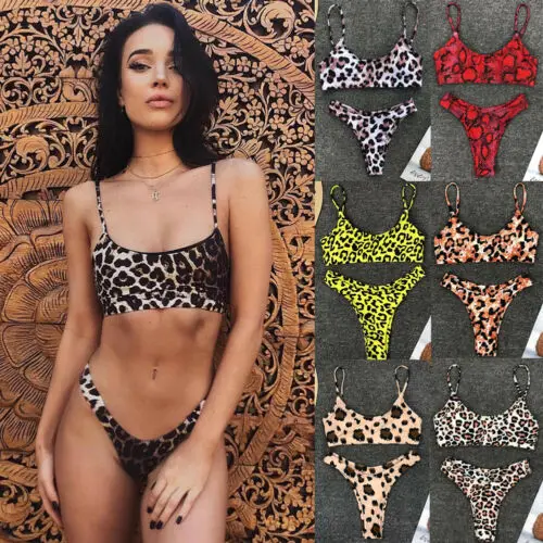 

2019 Newest Fashion Hot Sexy Popular Women Sexy Leopard Bikini Set Push-up UnPadded Bra Swimsuit Triangle Bather Set Bulk Order