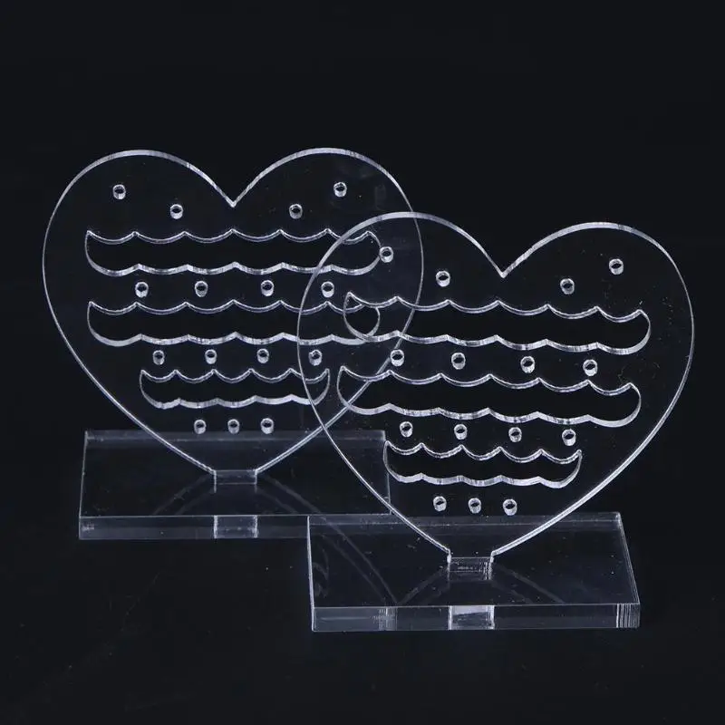 2pcs Jewelry Organizer Jewelry Display Holder Clear Plexiglass Heart Pattern Rack for Earring