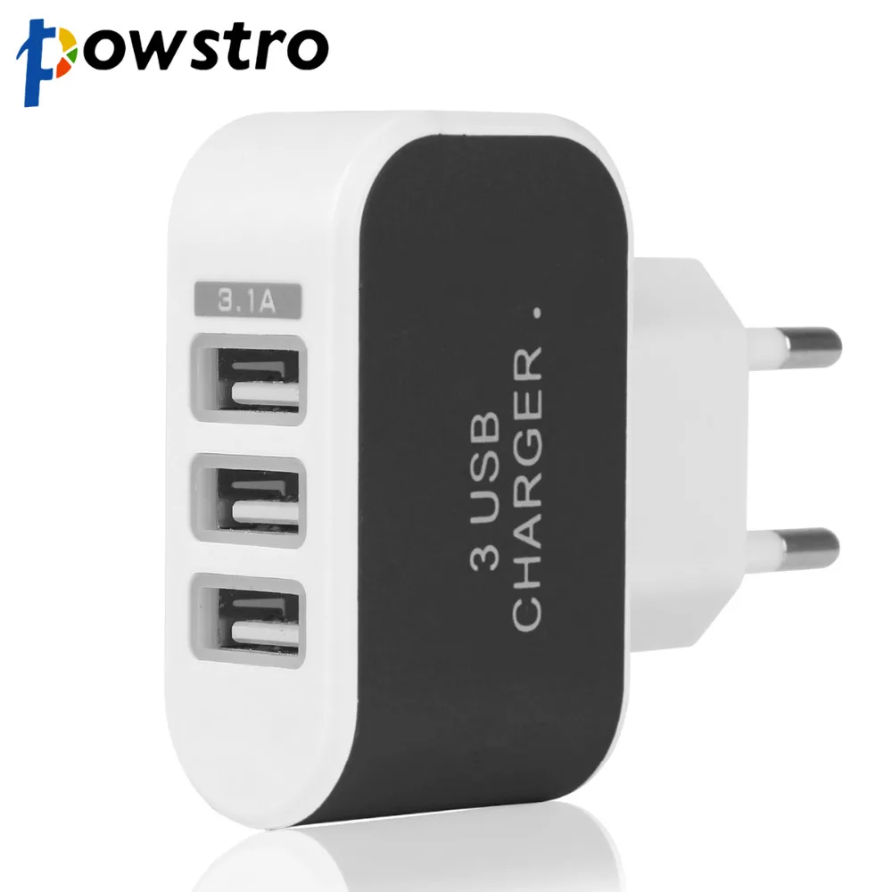 

Powstro 3 USB Ports EU US Plug Wall Charger 3.1A Universal Portable Travel Charging Adapter for Cellphone Tablet PAD