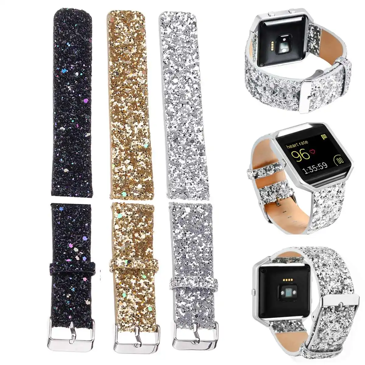 

Shining Leather Watchband Wrist Strap for Fitbit Blaze Smart Bracelet Bands for Fitbit Versa Fitness Tracker Wristband Belt