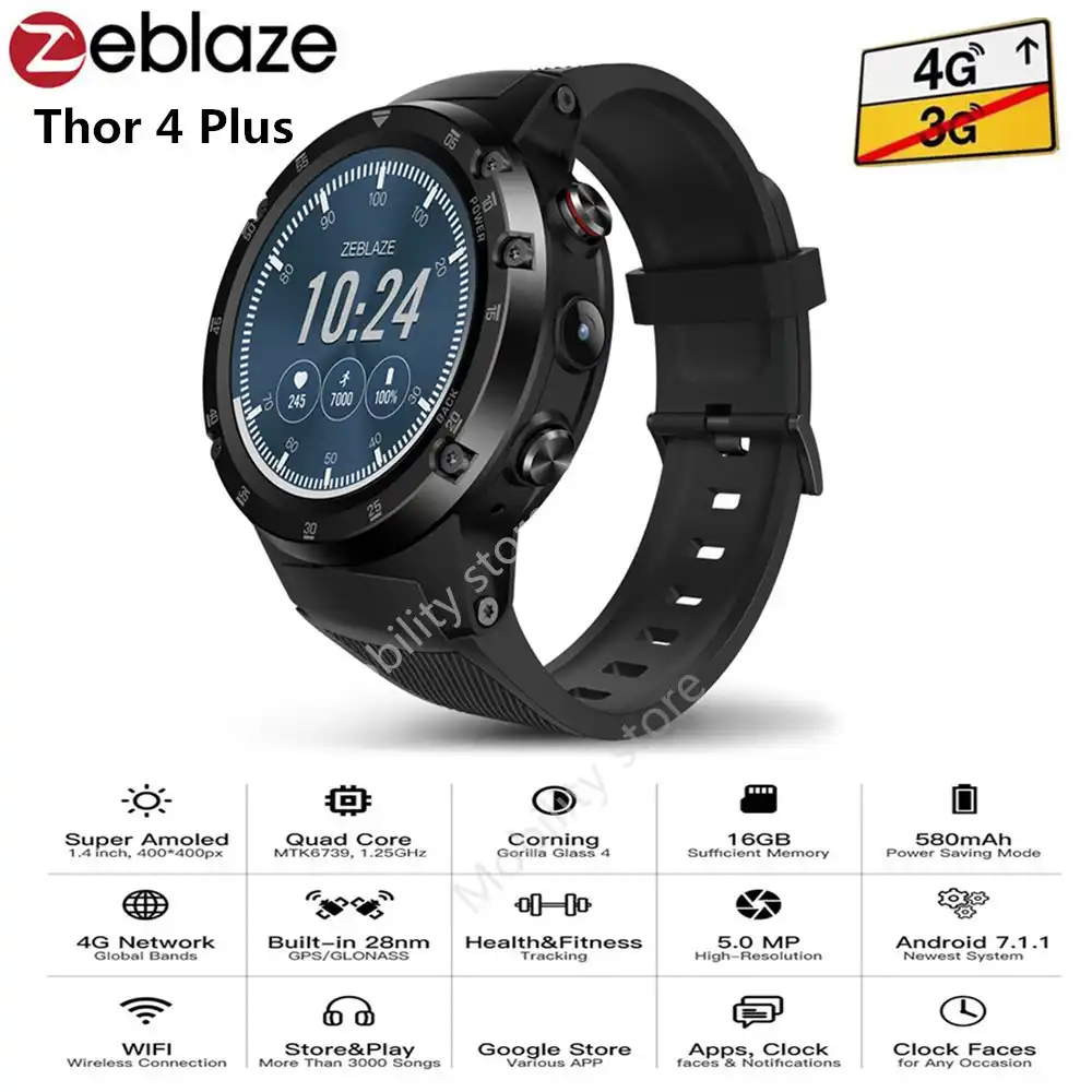 zeblaze thor 4 plus 4g smartwatch phone