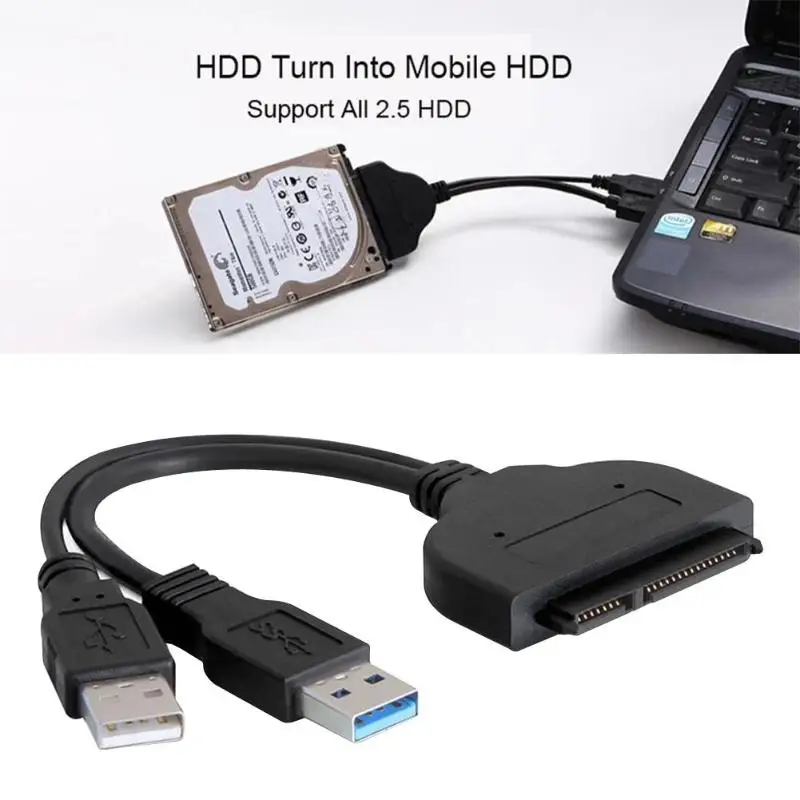 

USB 3.0 Male to SATA 22Pin Female Cable Adapter for 2.5" SATA Hard Disk Driver HDD with USB Power Cord Wire Connecter High Speed
