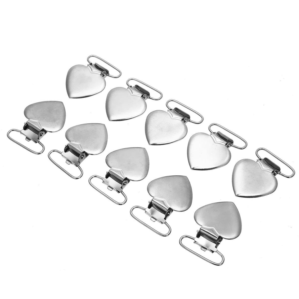 

10Pcs Metal Suspender Heart Pacifier Clips With Plastic Craft Clamps Holder Sewing Tool DIY Clothing Accessories