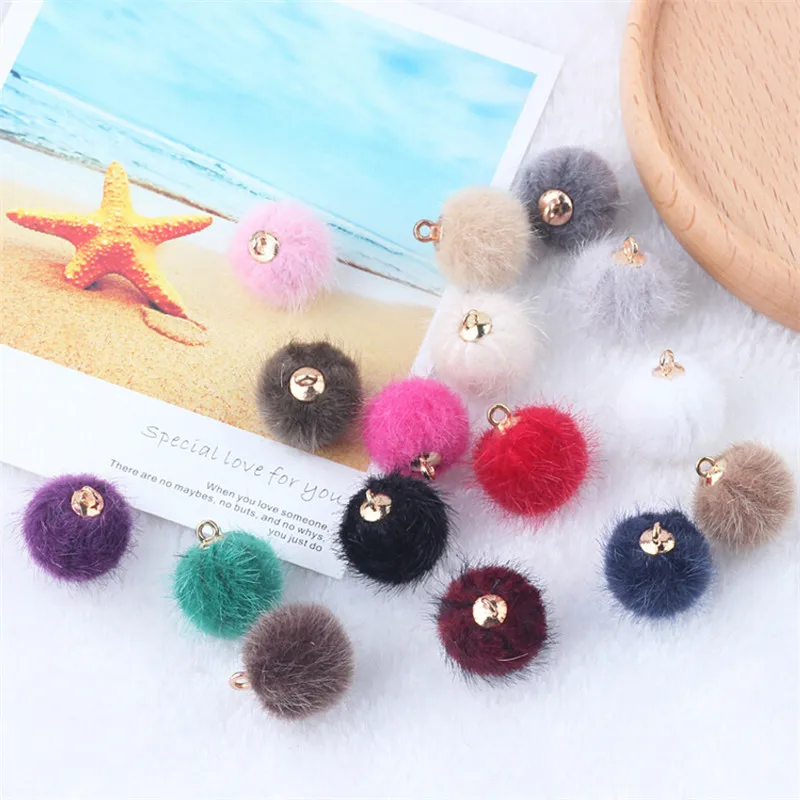 

10pcs Cute Plush Ball Artificial Fluffy Faux Fox Fur Charms Pendant DIY Earrings Keychain For Women Jewelry Making Accessories