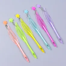 Креативная Милая гелевая ручка в форме пера черная 0,5 мм, Корейская гелевая ручка для творчества ученические канцелярские принадлежности ручка