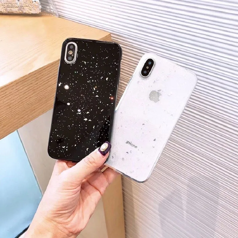 

For Apple 8 Mobile Shell Glitter Star Transparent for iPhoneX/6s/7plus All-inclusive Soft Shell Rhinestone Bracket phone cases