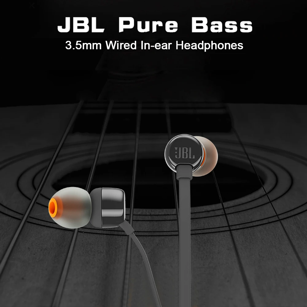 Original JBL T110 Wired Stereo Earphones Deep Bass Earbuds Sports Headset In line Control Handsfree with Mic for iPhone Xiaomi