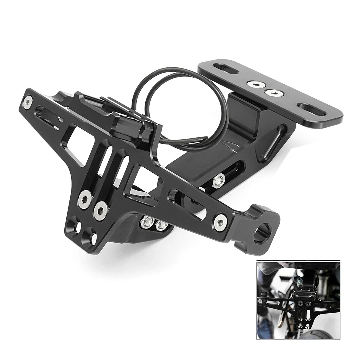 

Cnc Frame Motorcycle License Number Plate Holder Bracket With Led Light Adjustable For Yamaha Bws R25 R3 Mt03 Msx