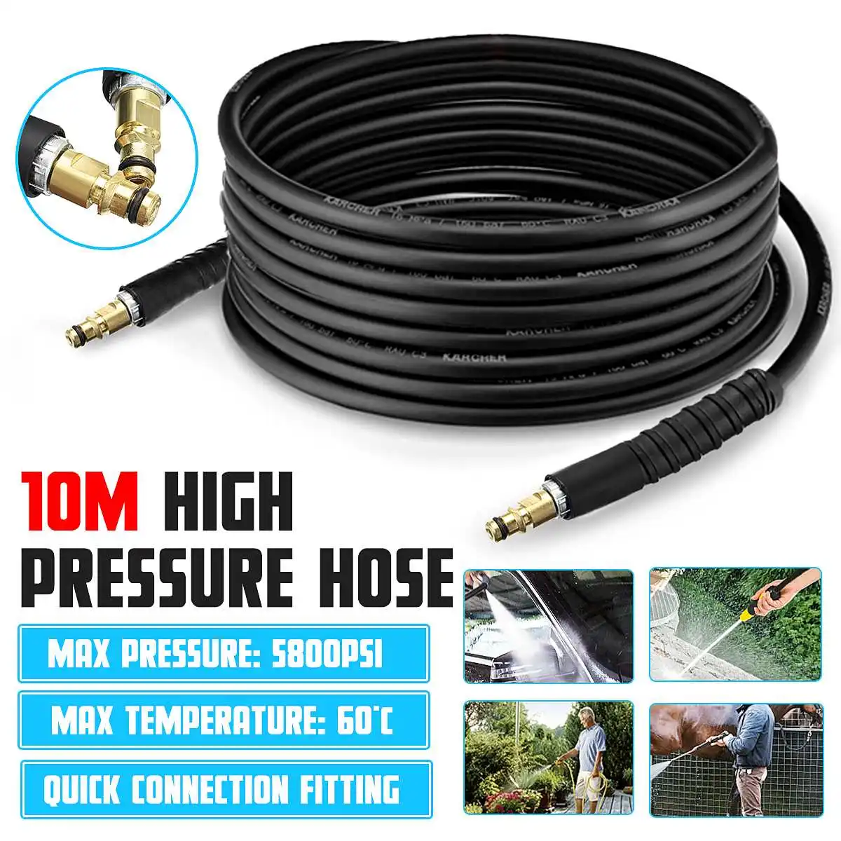 

10m High Pressure Washer Water Cleaning Hose Pure Copper for Karcher K2 K3 K4 K5 Car Wash