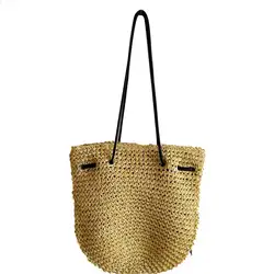 Летняя мода отпуск плетеная из растительного сырья Сумки пляжные Портативный кисточкой женская сумка на плечо для Для женщин