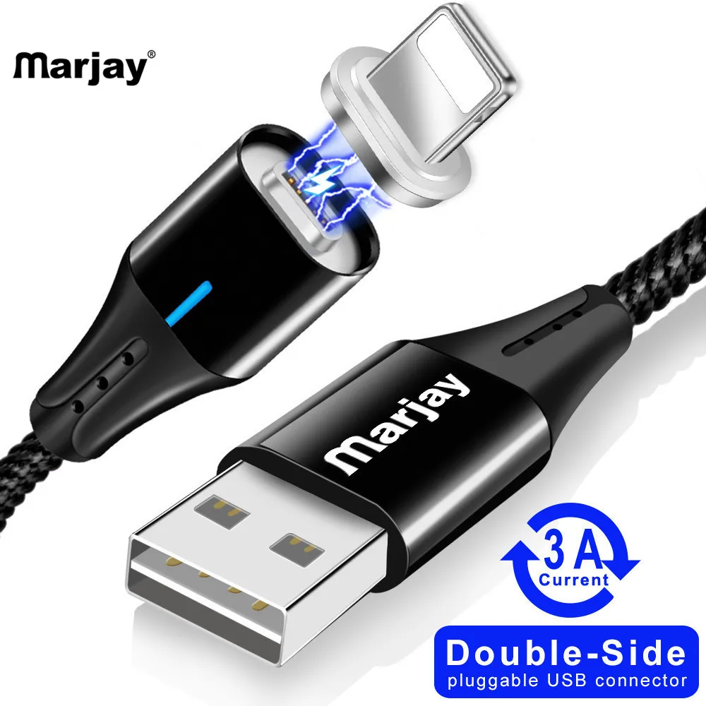 Marjay Быстрая зарядка Магнитный usb зарядный кабель для iPhone x 7 8 Магнитный зарядный кабель для iPhone Max 6 plus кабели для мобильных телефонов