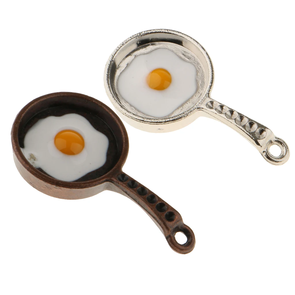 

2 pcs 1/12 Frying Egg Pan Dollhouse Miniature Kitchenware Cookware Cooking Utensils Accessory for Dollhouse Kitchen Decoration