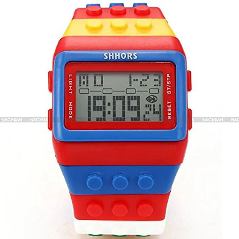 LinTimes SHHORS блок силиконовый lcd цифровой светильник для мужчин и женщин спортивные часы красный синий LED090