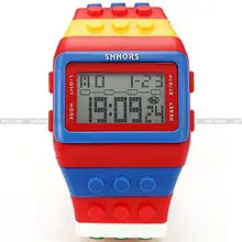 LinTimes SHHORS блок силиконовый lcd цифровой светильник для мужчин и женщин спортивные часы красный синий LED090