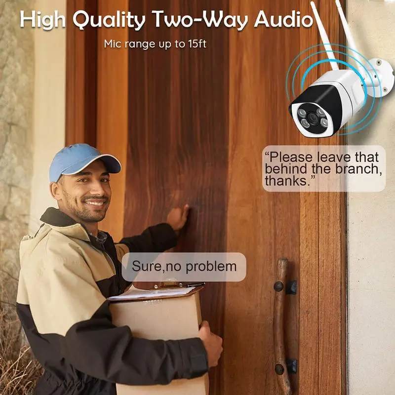 

Outdoor WiFi Security Camera Double WIFI Antenna Two Way Audio 1080P Wireless IP Camera With Clear Night Vision Motion Detection