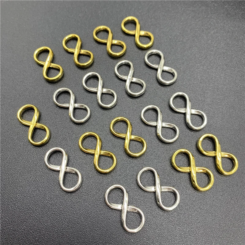 

25pcs 18x8mm Alloy Beads Cap Ancient Golden Silver Charms 8 Shape Pendant Charms For Jewelry Making DIY Accessories