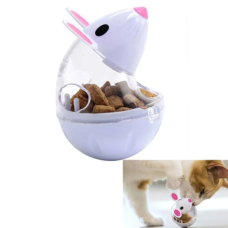 

Creative Pet Cats Feeder Cute Cats Food Leak Toys New Pets Bowl With Leaky Hole Mice Shape Plastic Cat Toy For Playing Training