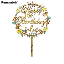 Персонализированное украшение для торта ко дню рождения, индивидуальный красочный деревянный для торта Топпер, счастливое украшение для именинного торта с пользовательским именем и возрастом