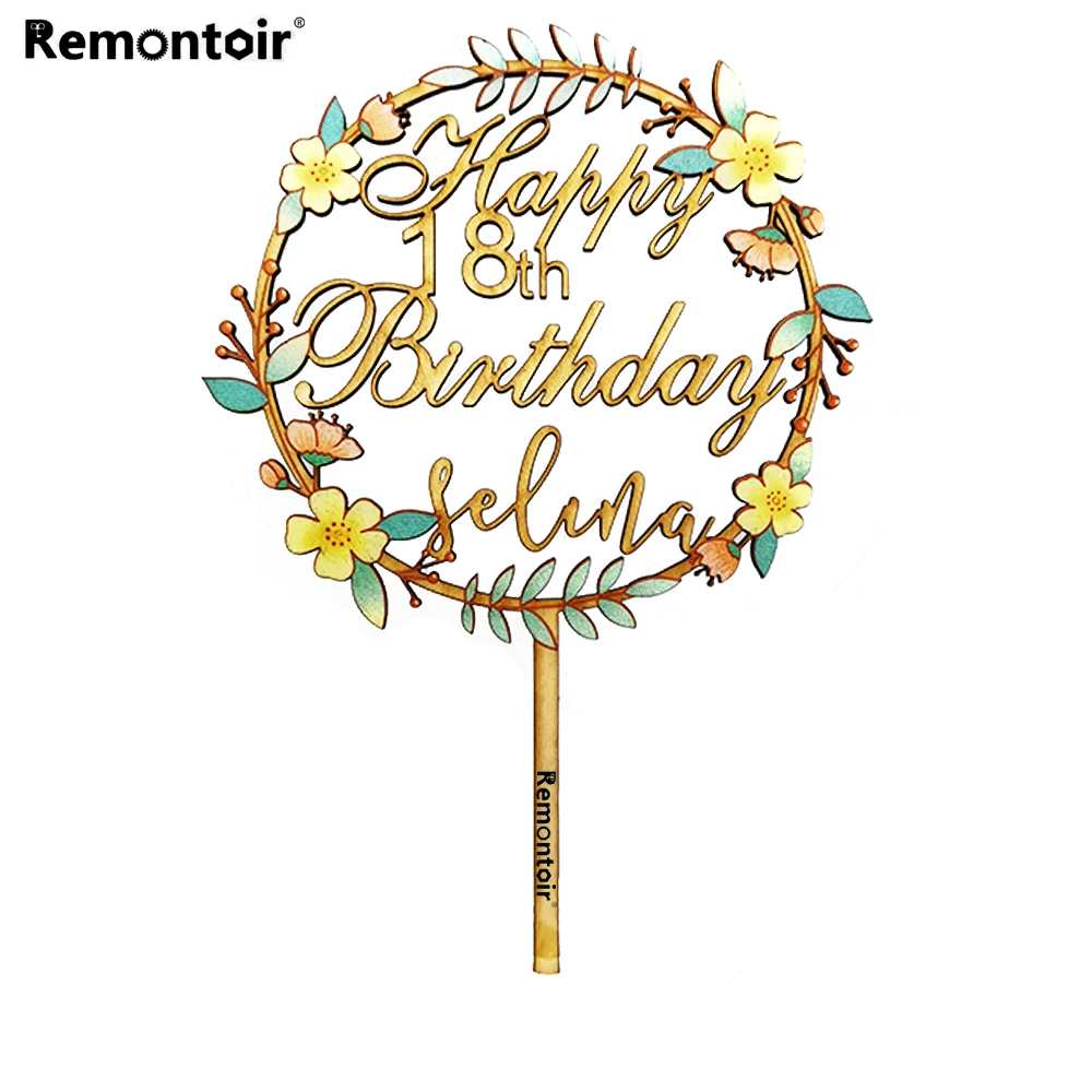 

Personalized Birthday cake decoration,Customized Colorful wooden Cake Topper,Happy Birthday cake topper with custom name and age