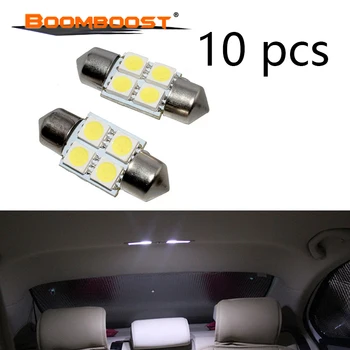 

Car styling 10Pcs F-estoon White 39mm 4smd 5050 DC 12V Car Led Interior Lights Reading Dome Bulb lamp