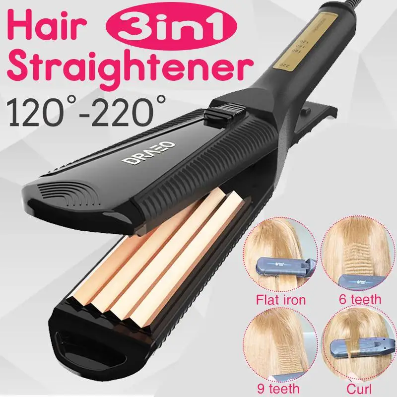 

Beauty Care Healthy 3-in-1 Steam Function Flat Iron Hair straightener Comb Hair Curler Styling Tools 110-220V EUPlug
