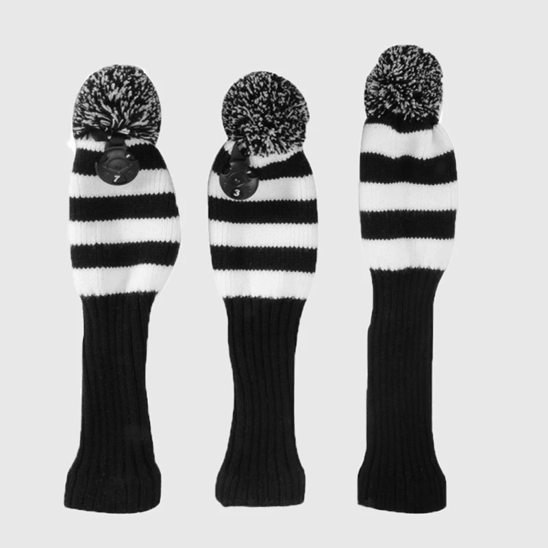 New Knitted Golf Club Head Covers Putter Headcovers For Golf Club Accessories 1 3 5 Pom Pom Sock Cover Wood Golf Headcover 
