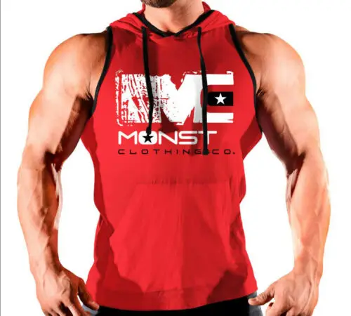 Camiseta con capucha para hombre musculoso culturismo gimnasio camisetas sin mangas con capucha