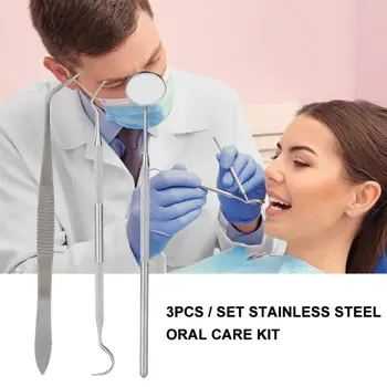 

3pcs/Set Stainless Steel Dental Mirror Instruments Mouth Oral Care Eyelash Extension Teeth Whitening Clean Dental Mouth Mirror