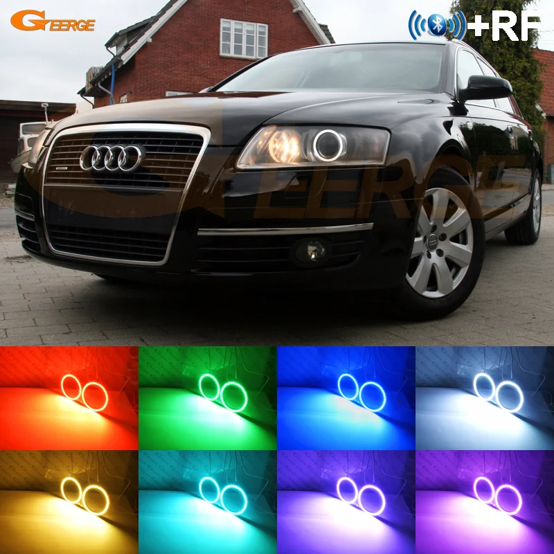 Для Audi A6 S6 RS6 2005 2006 2007 2008 ксенон RF контроллер Bluetooth мульти-Цвет ультра яркий RGB светодиодный Ангельские глазки комплект