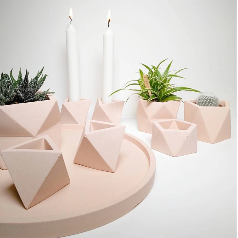 

Concrete Silicone Mold Cement Pot Geometric Design Succulent Potted Mold Candlestick Storage Box Candle Holder Mould