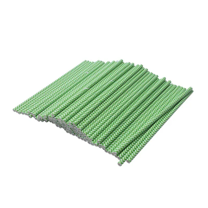 

100 x Retro Stripe Vintage Paper Drinking Straws Birthday (Lime green)4 bags