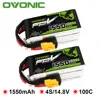 2 упаковки OVONIC 1550mAh 4S 100C Max 200C 14,8 V Lipo Battery XT60 Plug FPV Racing Drone Quadcopter Drone Racer ► Фото 1/6