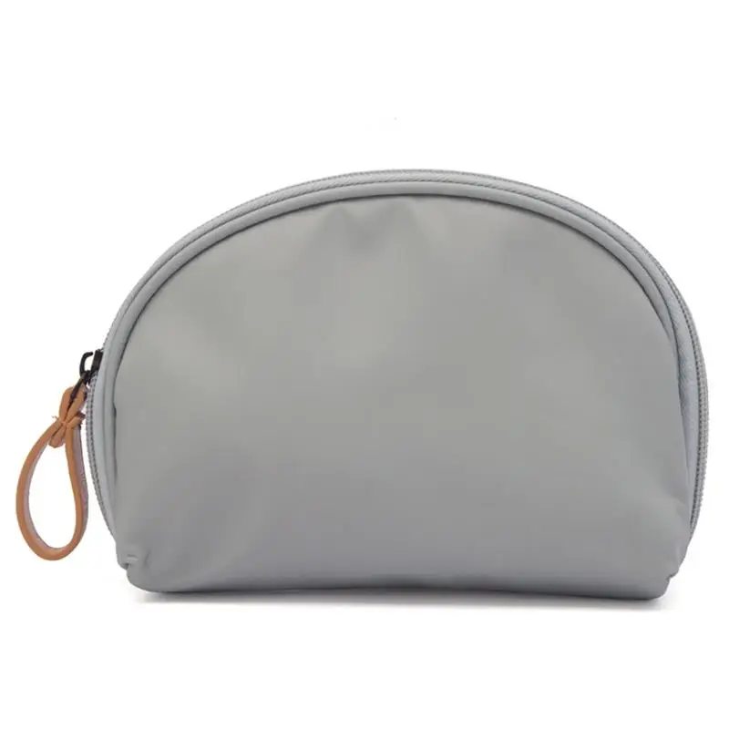 

Soft Fabric Solid Color Multifunction Semi-Circular Cosmetic Bag Portable Travel Storage Shell Digital Package For Lady Women