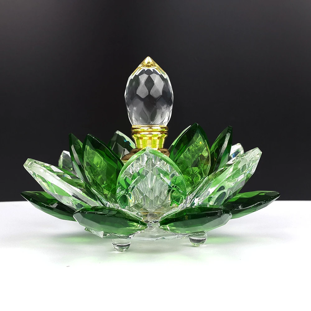 Անվճար առաքում Ծիածանի բյուրեղյա օծանելիքի շիշ Lotus Flower Glass Glass Oil շիշը լիցքավորվող նվեր տիկնոջ համար
