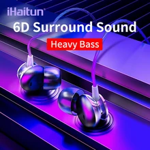 IHaitun 6D наушники-вкладыши Бас Звук спортивные наушники для iPhone samsung Xiaomi гарнитура fone de ouvido auriculares kulaklxyk MP3