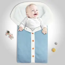 Для новорожденных Пеленальный мешочек шерстяное одеяло вязать коляска одеяло обёрточная бумага спальный мешок конверты для новорождённых