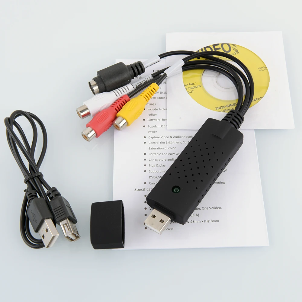Адаптер видеозахвата Easycap с USB 2 0 4 канальная видеокарта TV DVD VHS 4CH DVR поддержкой Win10 и