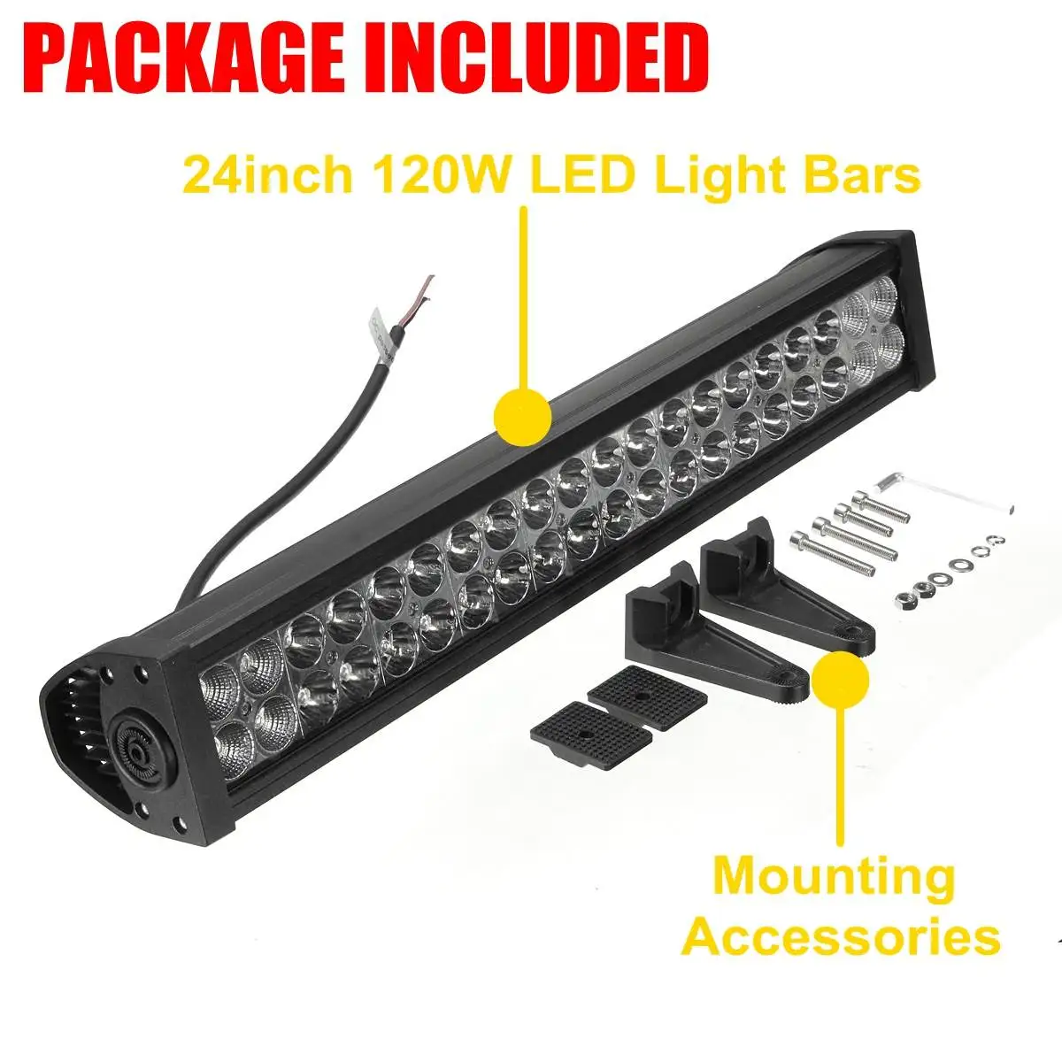 

24 Inch 120W 4D Straight Offroad Car Work Light Bar 40x Combo Beam LED Driving Lamp for Vehicle Off-Road Truck SUV ATV Worklight