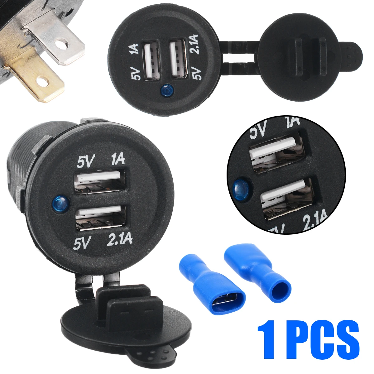 

USB Charger for Motorcycle Auto Truck ATV Boat LED Car 3.1A Dual USB Socket 12-24V auto usb Charger Power Adapter