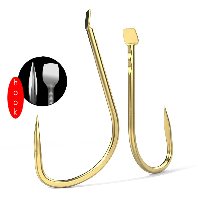 

10pcs/pack Gold Dragon Fishing Hook High Single Hook Ocean River Lake Japan High Carbon Steel Carp Fishing 1#-10# Barbed Hook
